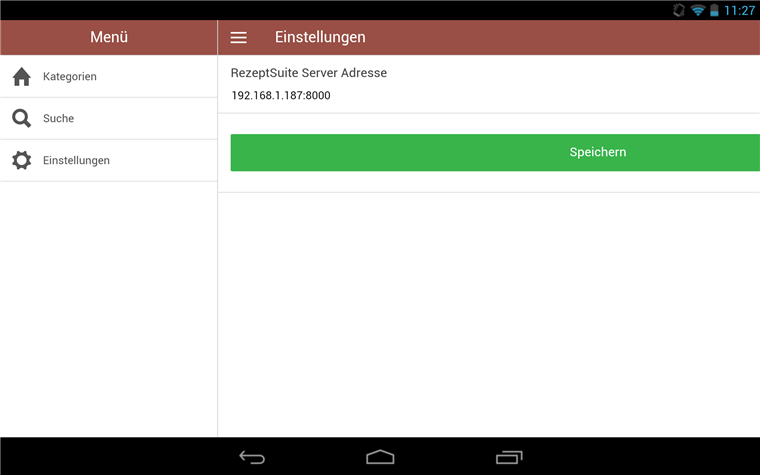 RezeptSuite Android app settings with server address